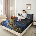 thumbnail image 4 of jejeloiu Modern Fluid Artwork Twin Sheet Sets,Marble Pattern Twin Fitted Sheet,Gold Sequin Print Flat Sheet For Teens,Microfiber Bedroom Decor,3-Piece, 4 of 7