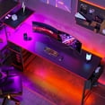thumbnail image 2 of Bestier Reversible 63 inch Gaming Desk Computer Desk with LED Lights 4 Tier Shelves Carbon Fiber, 2 of 8
