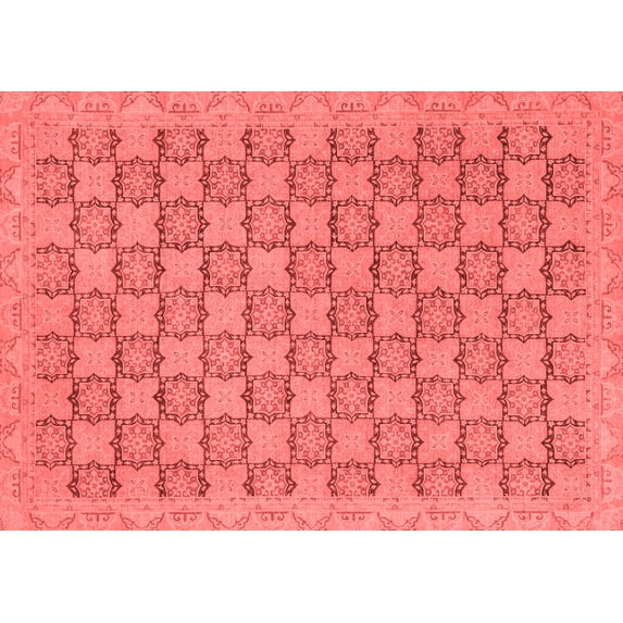 Ahgly Company Machine Washable Indoor Rectangle Abstract Red Modern Area Rugs, 5' x 8'