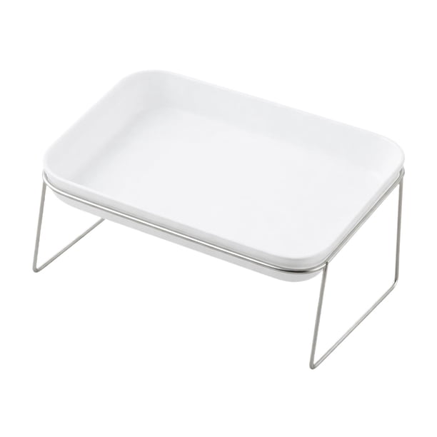 Comedero elevado para gatos, plato para mascotas inclinado, fácil de limpiar, comedero elevado para mascotas, cuenco para perros, gatitos y cachorros. Blanco