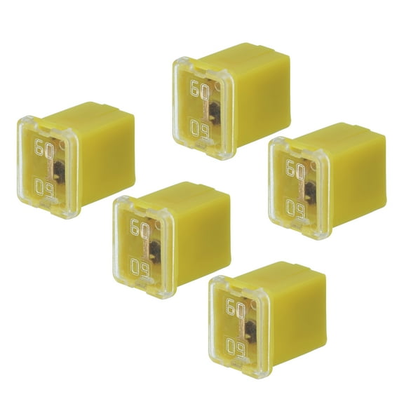Automotive Cartridge Fuse 48V 60A Female Terminal J Case Box Low Profile Car Truck Yellow 5pcs