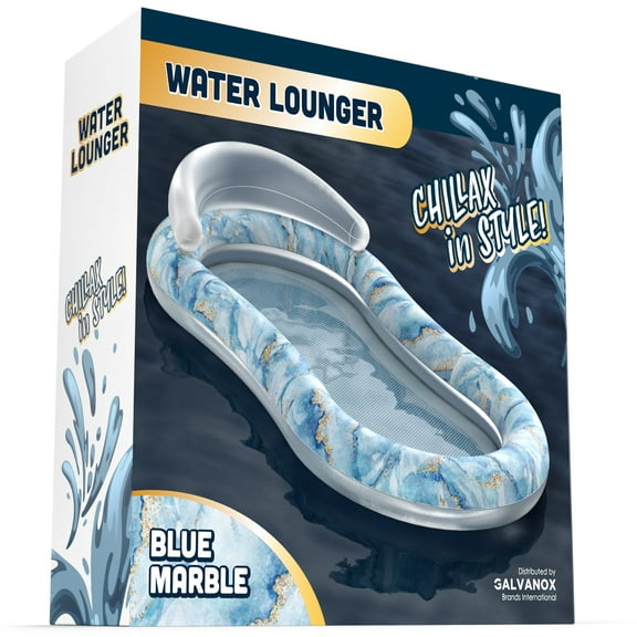 Pool Float Lounger Adult Size, Galvanox Heavy Duty Raft Lounge Recliner Floaties for Swimming Pool - Blue Marble