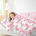 thumbnail image 4 of jejeloiu Kawaii Bow King Size Comforter Sets,Girls Bow Knot Bedding Comforter Set,White Pink Bedding Set,Breathable Bedroom Decorative Reversible,3-Piece, 4 of 8