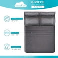 thumbnail image 5 of DREAMCARE - Bed Sheets Set - King Size Sheet with Side Pocket - 6pcs Set, 21 inches, Gray, 5 of 7