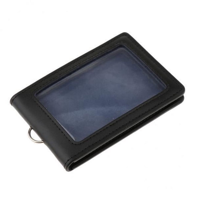 2xPU Leather Double Cards Vertical Style ID Business Badge Holders Negro Sunnimix Titular de la tarjeta de identificación para hombre