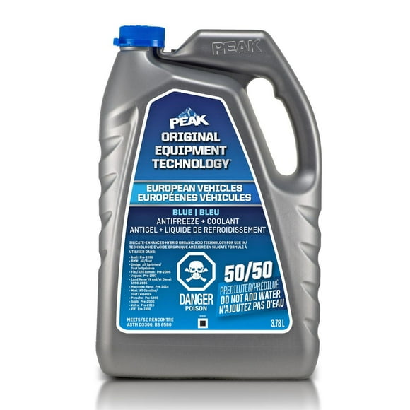 PEAK® OET Extended Life Blue 50/50 Pre-Diluted Antifreeze/Coolant for European Vehicles, 3.78 Liters, PEAK OET AFC 50/50 Euro Blue
