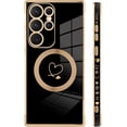 thumbnail image 4 of for Samsung Galaxy S23 Ultra 5G Case [Support Magsafe] Love Heart Pattern Magnetic Plating Luxury Elegant Case Camera Protector Soft TPU Shockproof Corner Back Cover -Black, 4 of 6