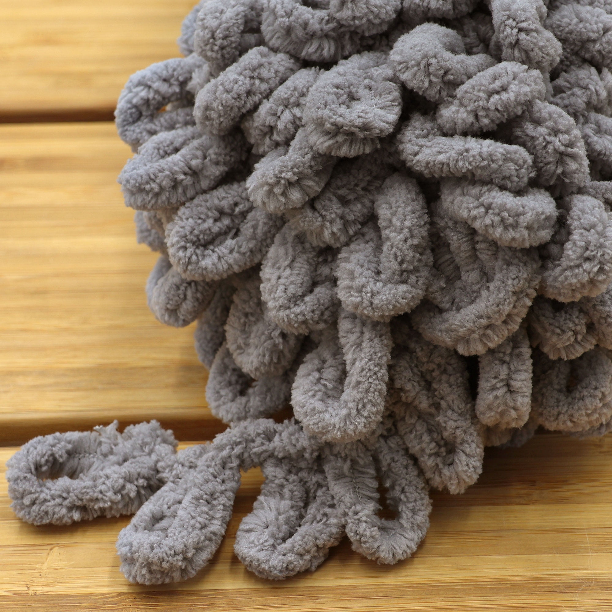 JubileeYarn Fun Finger Loops Yarn - 100g/Skein Jumbo Polyester - Grey - 5 Skeins