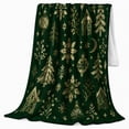 thumbnail image 2 of Green Christmas Village with Trees Snowflakes Houses and Moons, Festive Folk Art Style for Holiday Lovers, Warm Flannel Blanket for Living Room and Family Room, Christmas Gift, Home Decor, 2 of 9