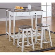 3-Piece Breakfast Pub Set White Marble by InRoom Designs