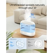 Dreo Humidifier for Bedroom, 4L Cool Mist Top-Fill Ultrasonic Humidifiers, Essential Oil Diffuser and Nightlight, 32H Runtime, 28dB Quiet Vaporizer Humidifier for Home, Baby Room, Touch Control