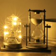 thumbnail image 3 of Reloj de arena de estilo europeo retro con torre de hierro, iluminado, reloj de arena, artesanía de escritorio, recuerdo para decoración de hotel y hogar (estilo mixto), 3 of 8