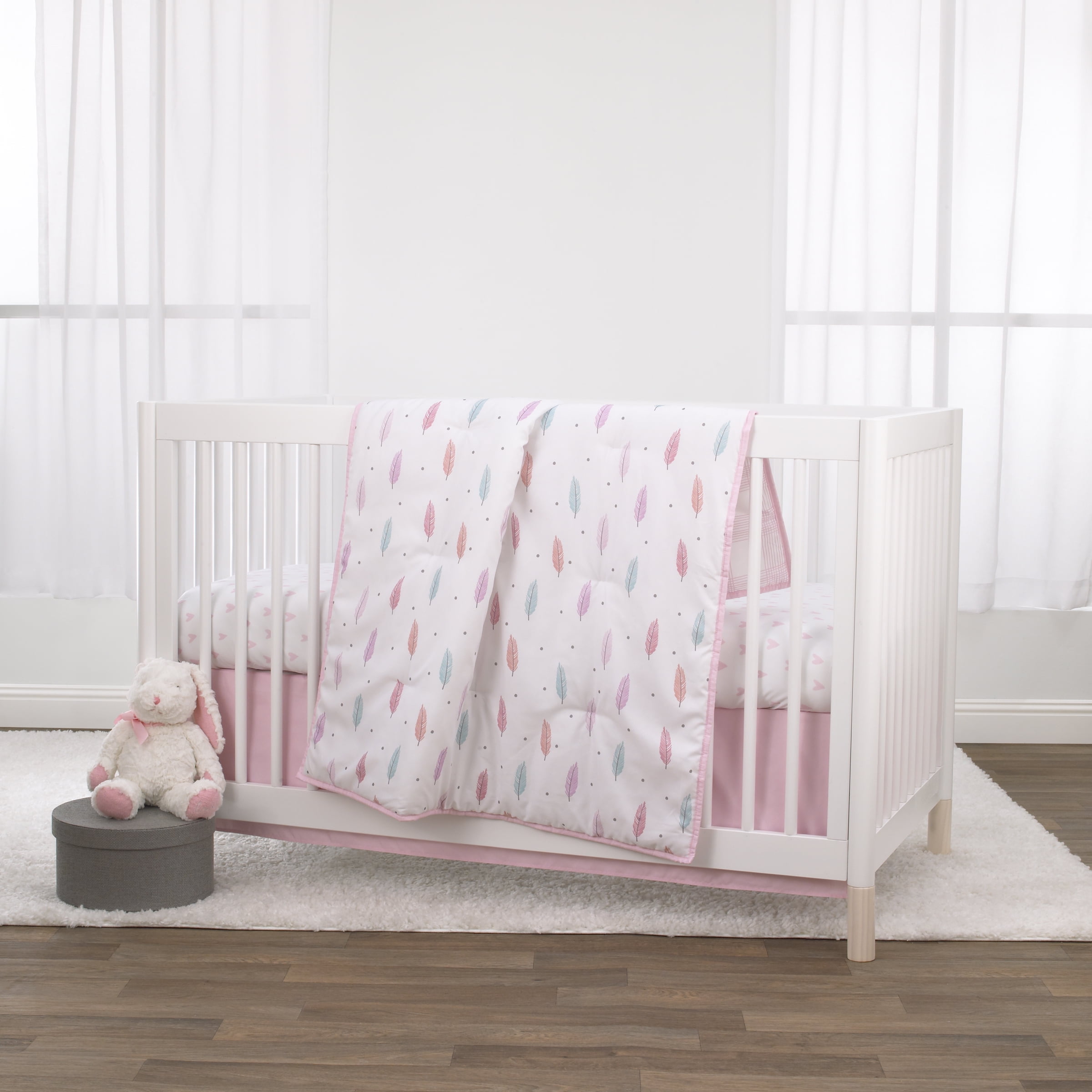 Little Bedding by NoJo Elephant Time 3-Piece Crib Pink Bedding Set BONUS Bumper 