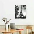 thumbnail image 3 of Creowell Canvas Wall Art Prints Paris Travel Print Black And White Eiffel Tower Paris Print Paris Coordinates  Kitchen Dining Room Wall Home Decoration 16x20 in/12x16 in, 3 of 5