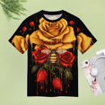 thumbnail image 5 of Bee And Flowers T Shirts Basic T-Shirt Short Sleeve Ladies Tee Shirt Summer Graphic Clothing, 5 of 5