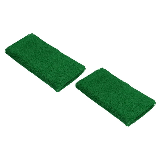 Unique Bargains Bracelets de Sport 8x15cm en Éponge Absorbante, Vert Foncé 2 Pack