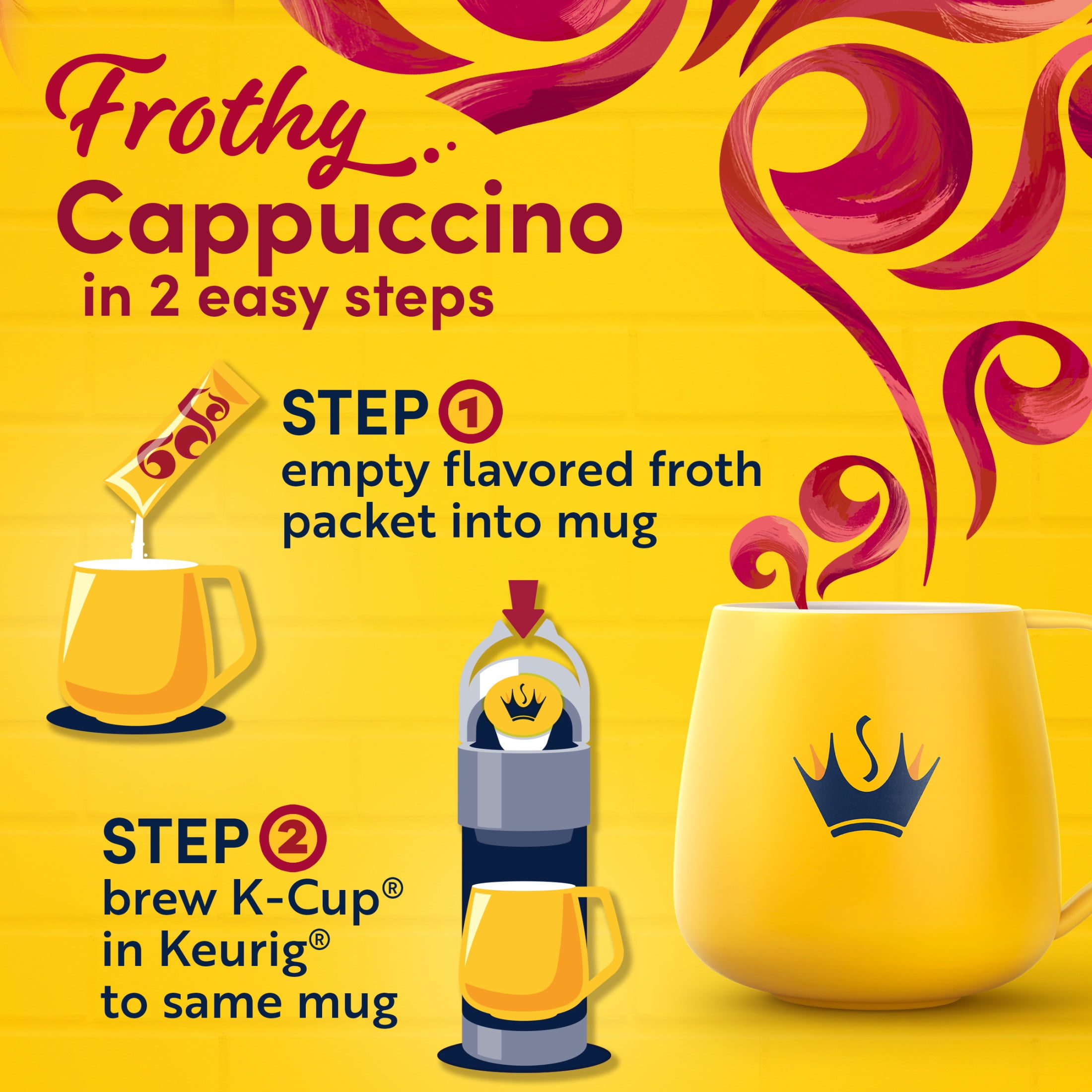 (6 pack) Gevalia Frothy 2-Step Artificially Flavored Cappuccino Espresso Style K‐Cup® Coffee Pods & Froth Packets Kit, 6 Count Box