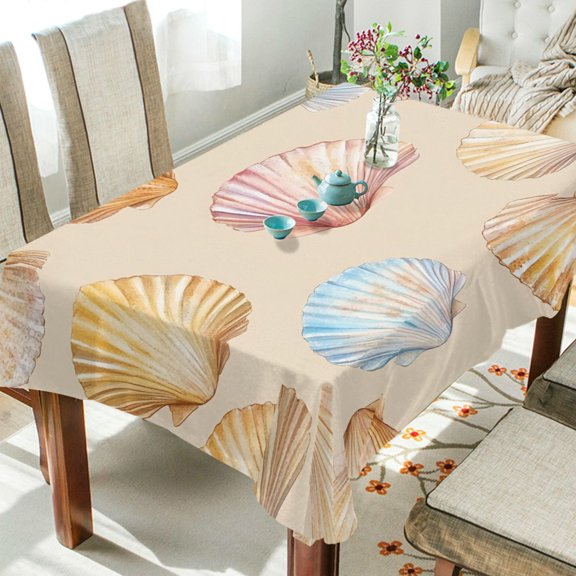 Yayeee Tablecloths 54" x 54" Rectangle Wrinkle Resistant Party Table Cover, Watercolor Seashell