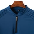 thumbnail image 5 of Mens Golf Shirts Zipper Slim Fit Stretch Shoulder Pleated Zip Mens Workout Shirts Golf,Navy,3XL, 5 of 6