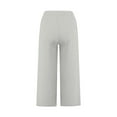 thumbnail image 5 of Women’s Linen Capris Pants, Summer Elastic Waist Drawstring Casual Trousers, Lightweight Beach Pants,Gray,4XL, 5 of 7