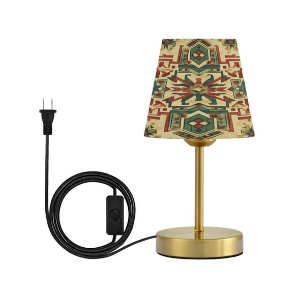 Wobogo Aztec Patterns Table Lamps Three-channel Adjustable Lighted Antique Brass Metal Base Simple Modern Style for Bedroom Nightstands Living Room and Office
