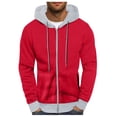thumbnail image 1 of Men's Color Block Hoodie Pullover Winter Warm Comfortable Thread Drawstring Casual Sweatshirt for Autumn Outdoor, 1 of 8