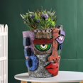 thumbnail image 4 of Fiaya Women Abstract Face Flower Pot Ornaments, 1Pc Fun Unique Colorful Head Planters, Resin Art Flower Pot Container for Indoor Outdoor Gardening Potted Plants, 6.14×7.28inch (C), 4 of 7
