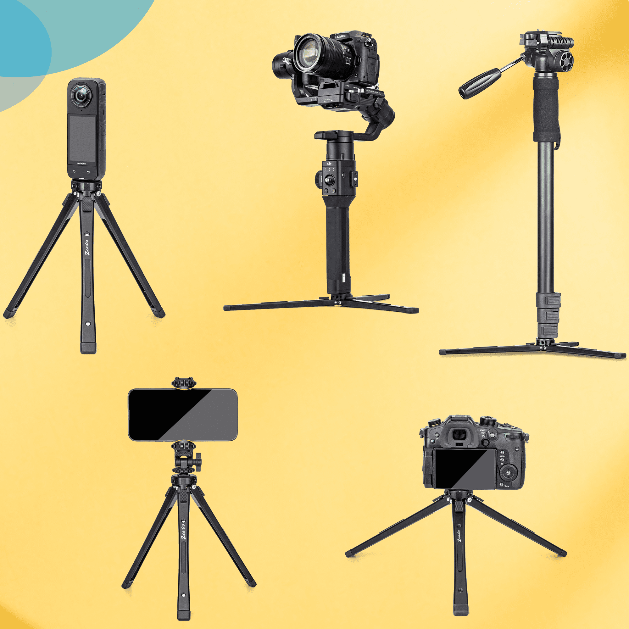 Zeadio Heavy Duty Metal Tripod Stand - Adjustable Universal Small Table Tripod for Camera, Gimbal, Action Cam,  Microphone, LED Light, etc(40kg/88lb Load)