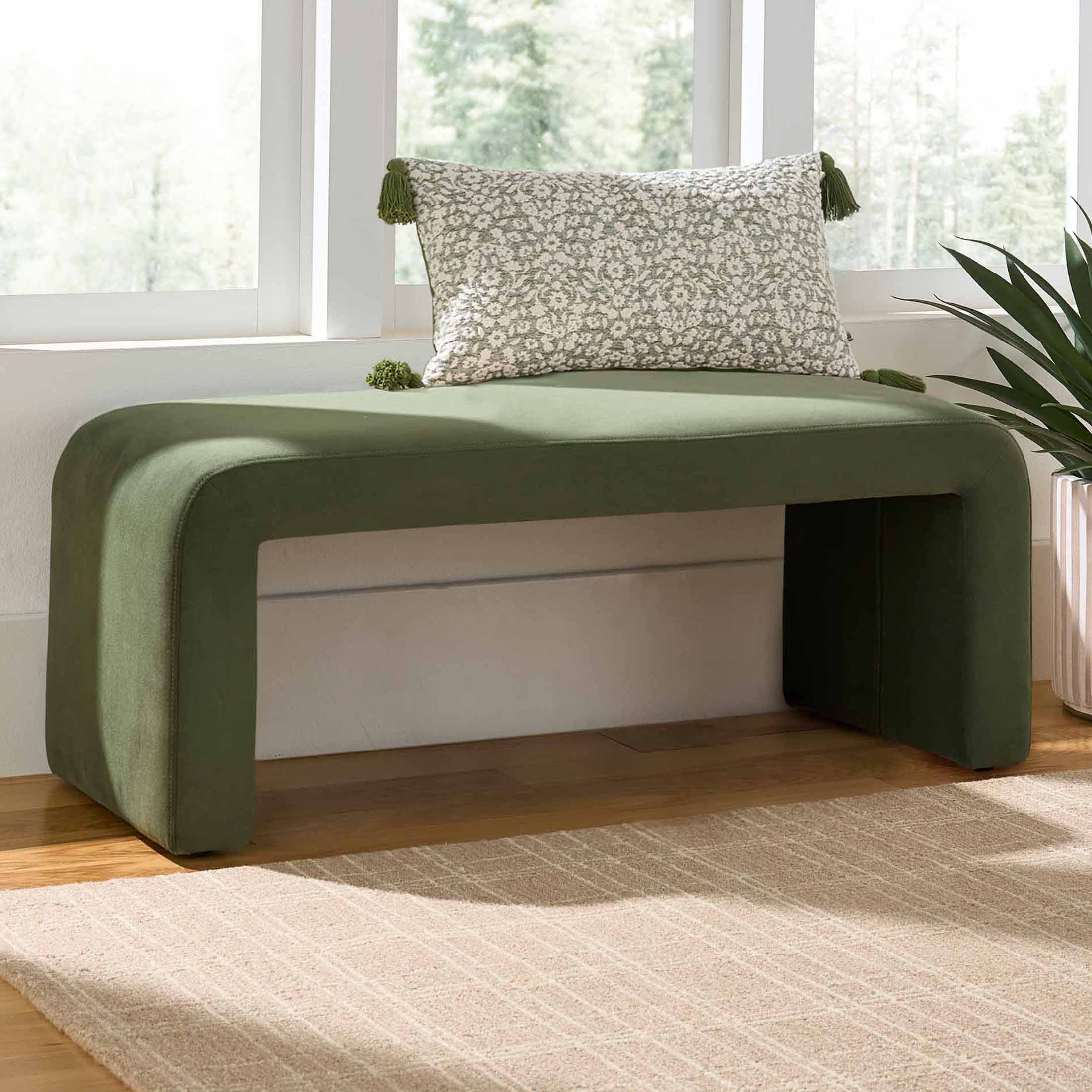 Better Homes Gardens Juliet 44.50 Velvet Waterfall Bench Olive Walmart