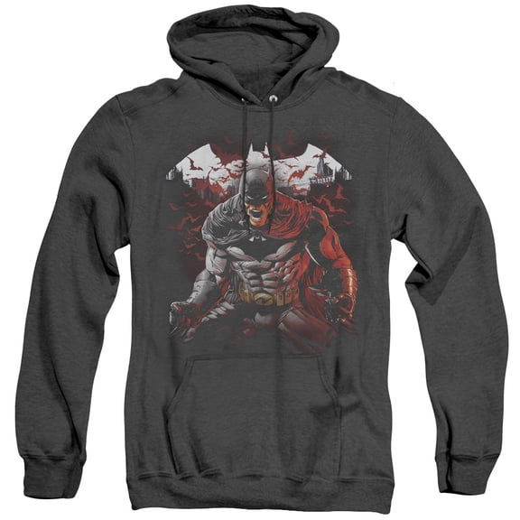 Batman Raging Bat Adult Heather Hoodie Sweatshirt Black