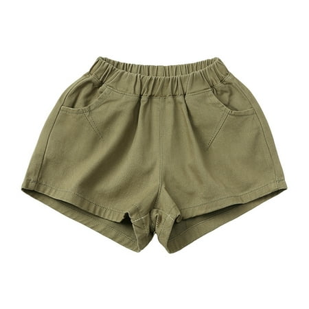 

B91xZ Boys Shorts Toddler Kids Baby Boys Girls Jogger Shorts Summer Cotton Casual Solid Shorts Active with Pockets Army Green Sizes 6-12 Months