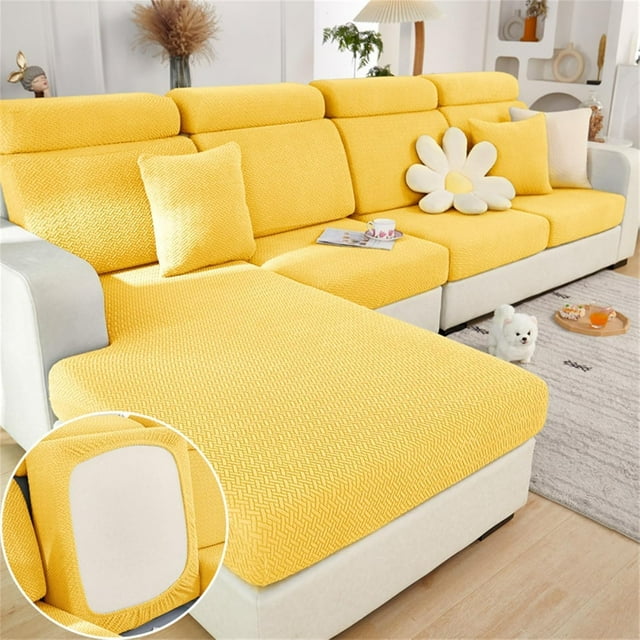 Magic Sofa Covers, Universal Soothing Home Sofa Covers, Washable Stretch Sofa Couch Cushion Covers (Yellow, XLarge Single Seat Cover)