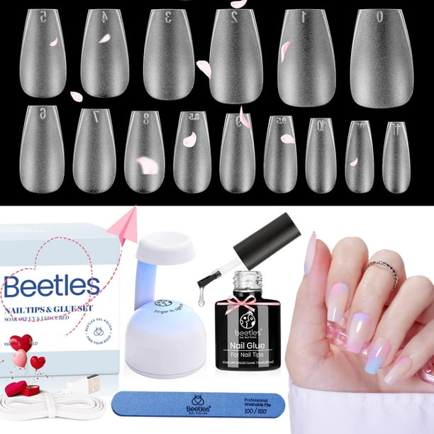 Esmalte en gel Beetles, kit de extensión de uñas con 240 puntas de ataúd