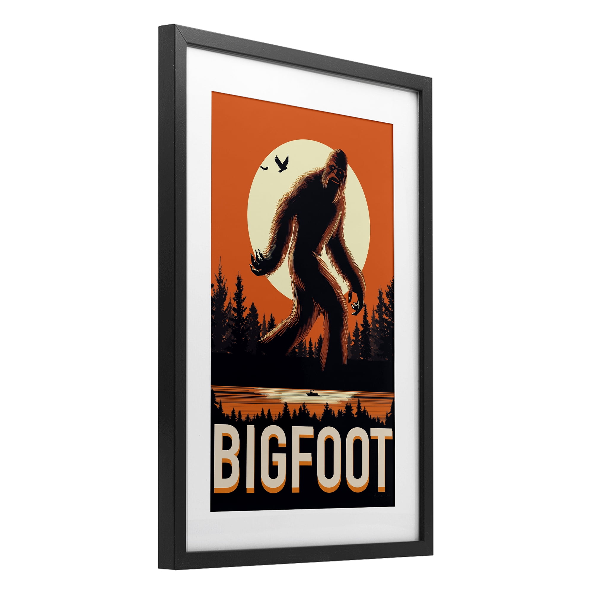 Stupell Industries Mythical Creature Lake Front Black Framed Print Under Glass, design by Omar Escalante