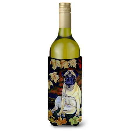

Caroline s Treasures 7160LITERK Fawn Pug in Fall Leaves Wine Bottle Hugger Wine Bottle multicolor