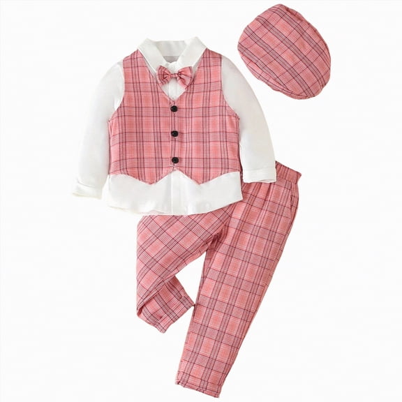 UAYOTSE Baby Boy Clothes Outfit Suit Long Sleeve Gentleman Tuxedo Vest Wedding Birthday Party Suit,Sizes 1-2 Years