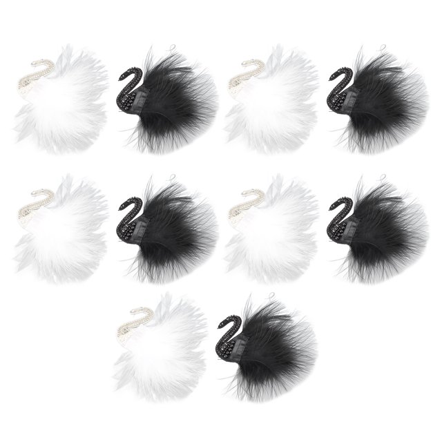 Parche de cisne decorado con plumas blancas y negras, diamantes de imitación, planchado artesanal, parche bordado hecho a mano para ropa, 10 Uds.