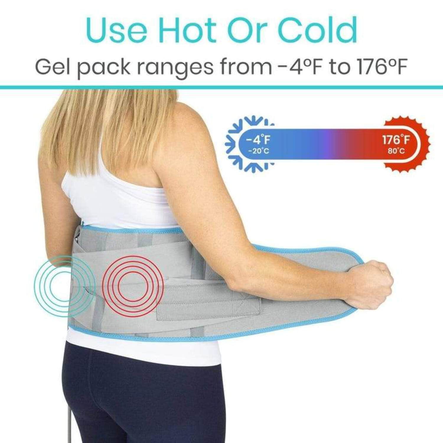 Arctic Flex Wearable Ice Pack Back Brace with Air Pump – Reusable Hot & Cold Gel Pack Belt for Lower Back Pain Relief, Sciatica, Injuries, and Compression Therapy for Men & Women