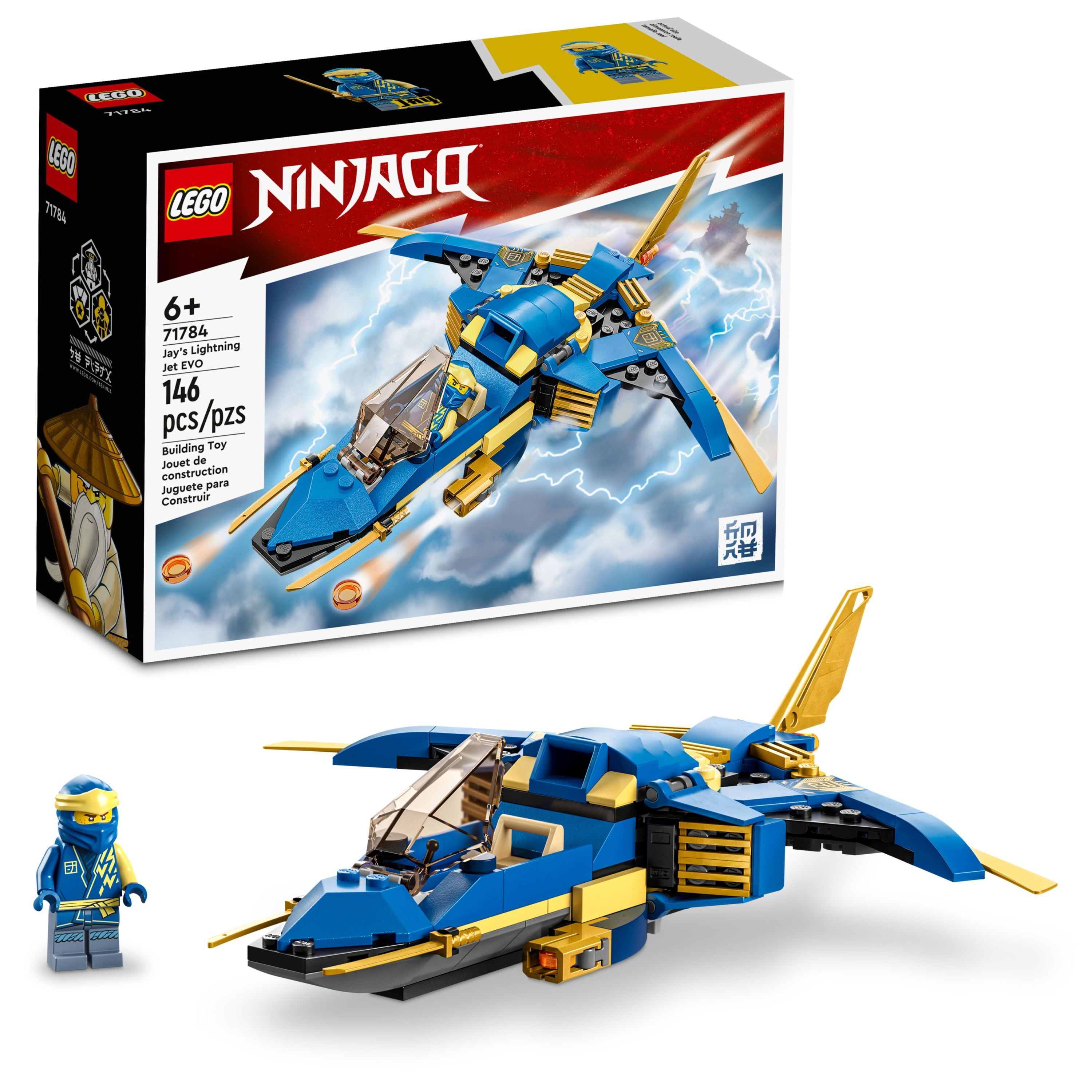 Ingen måde Skinnende Sobriquette LEGO NINJAGO Jay's Lightning Jet EVO Toy Plane Set 71784 - Walmart.com