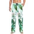 thumbnail image 5 of Men's Pajama Pants Lily Flowers Leaves Cotton Long Sleepwear Lounge Pants L, 5 of 7