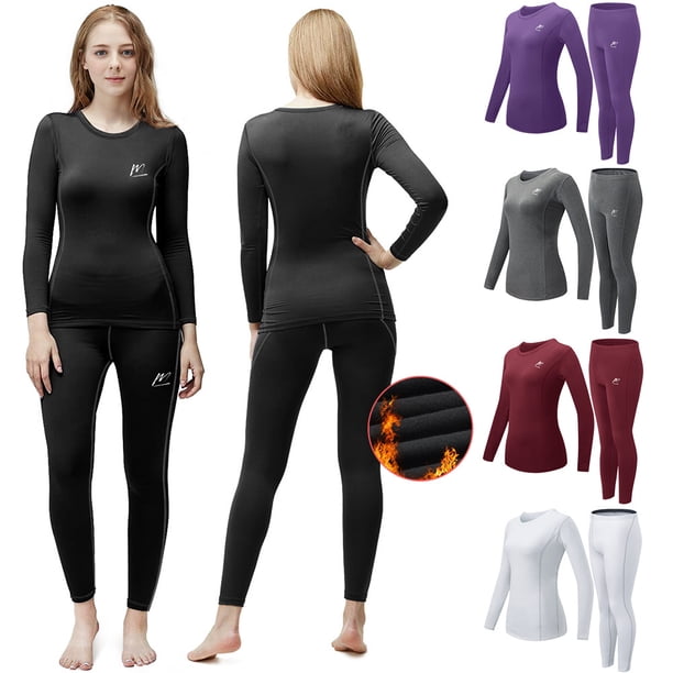 Women's & Women's Plus Stretch Fleece Thermal Top and Bottom Set,Thermal Underwear for Women
