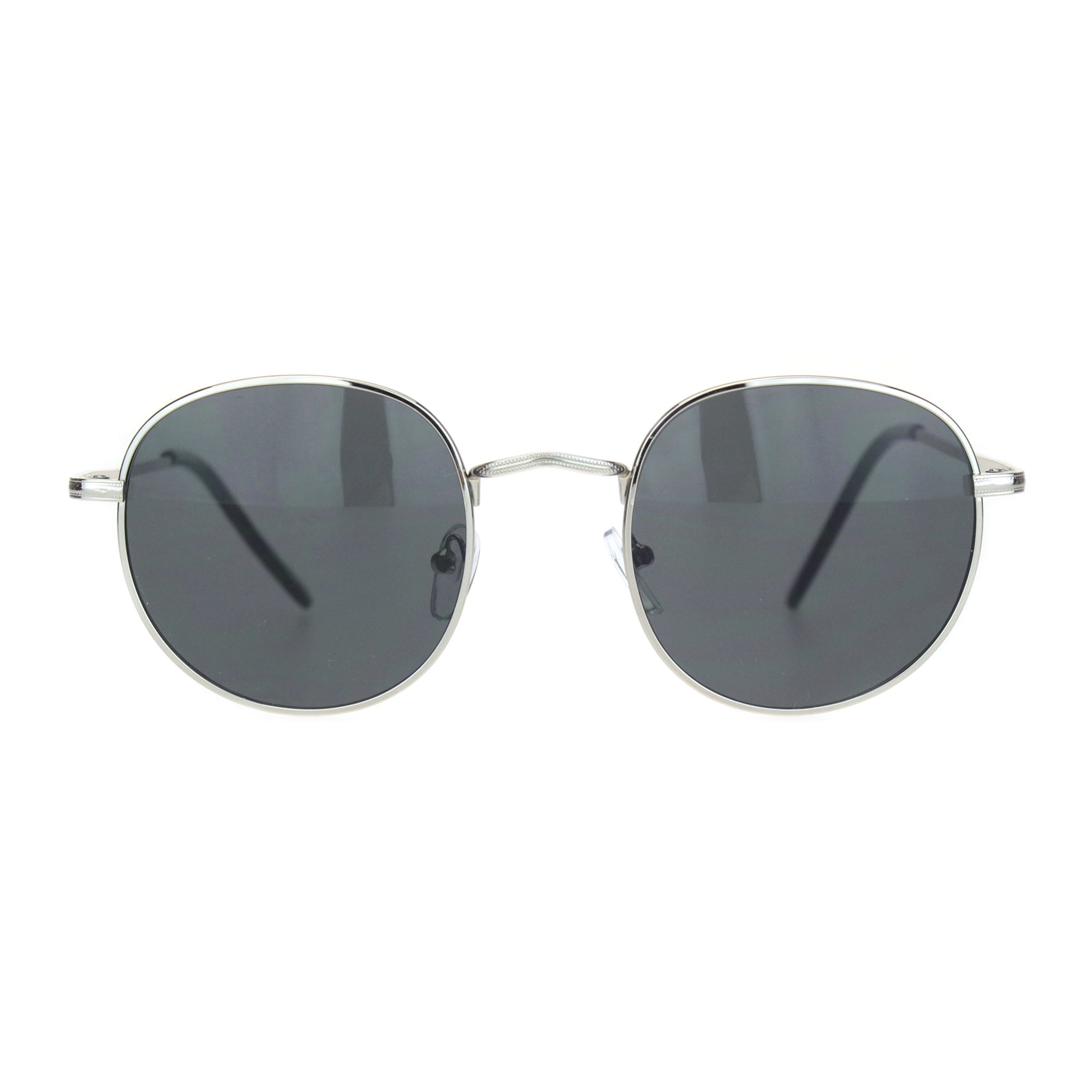 Mens 90s Rectangular Metal Rim Dad Shade Sunglasses Silver Solid Black ...