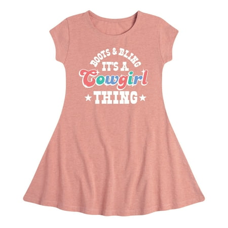 

Instant Message - It s A Cowgirl Thing - Toddler And Youth Girls Fit And Flare Dress