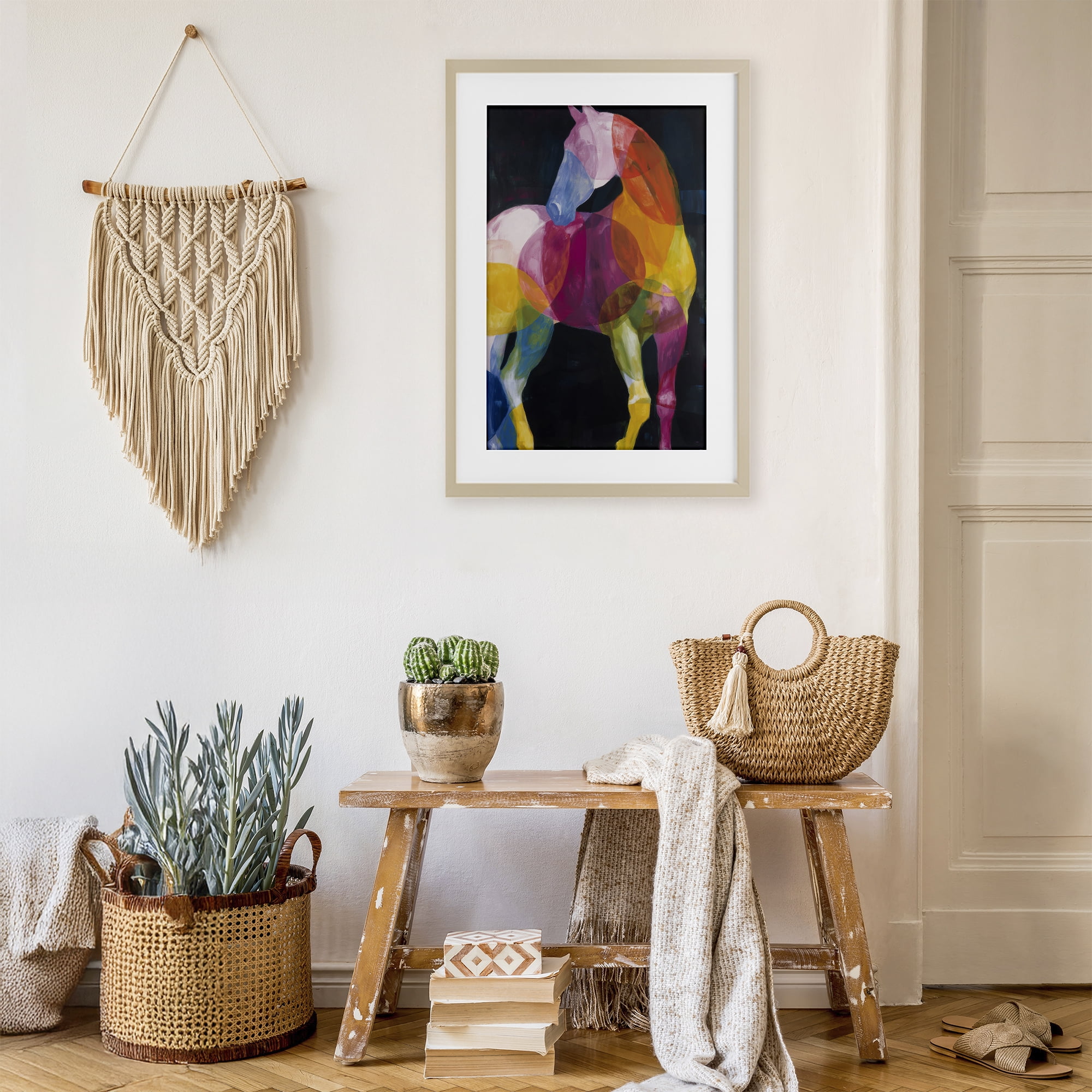 Stupell Industries Prism Horse Abstraction Birch Framed Print Under Glass, design by Chromatic Storm Studio