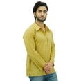 thumbnail image 2 of Atasi Men's Beige Kurta Roll-Over Shirt Collar Neck Ethnic Indian Clothing-XL, 2 of 7