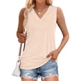 thumbnail image 5 of Brglopf Tank Tops for Women Plus Size V Neck Loose Fit Sleeveless Summer Basic Tee Shirts Business Casual Dressy Blouses Beige 4XL, 5 of 8