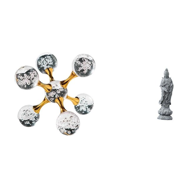 Figura esférica de Guan Yin, figura de escritorio, escultura de Kuanyin, obra de arte elaborada en vidrio y piedra, ideal para regalar o decorar el ho
