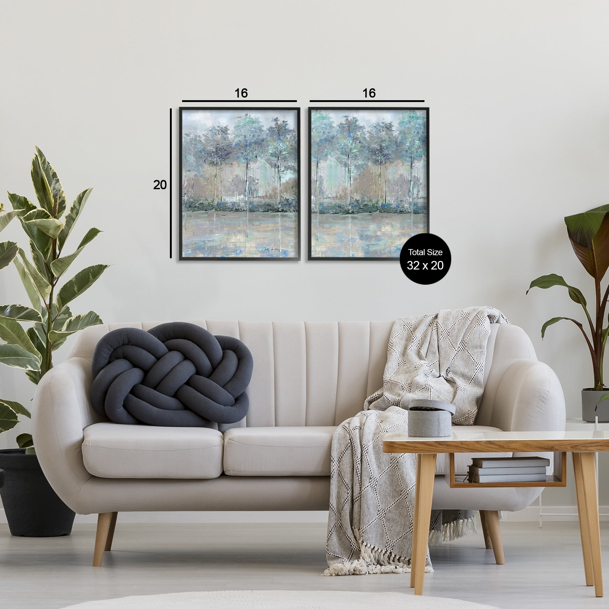 Stupell Industries Subdued Tree Landscape Impression 2 Piece Black Framed Giclee Art Set, design by Sally Swatland
