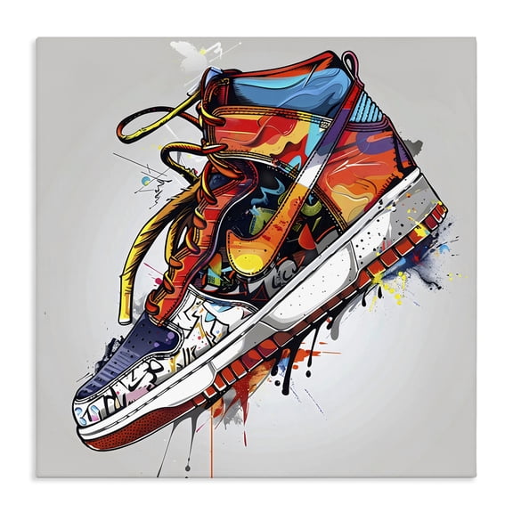 Stupell Industries Eclectic Graffiti Sneaker with Laces Canvas Art, 17 x 17, by Creative Studio