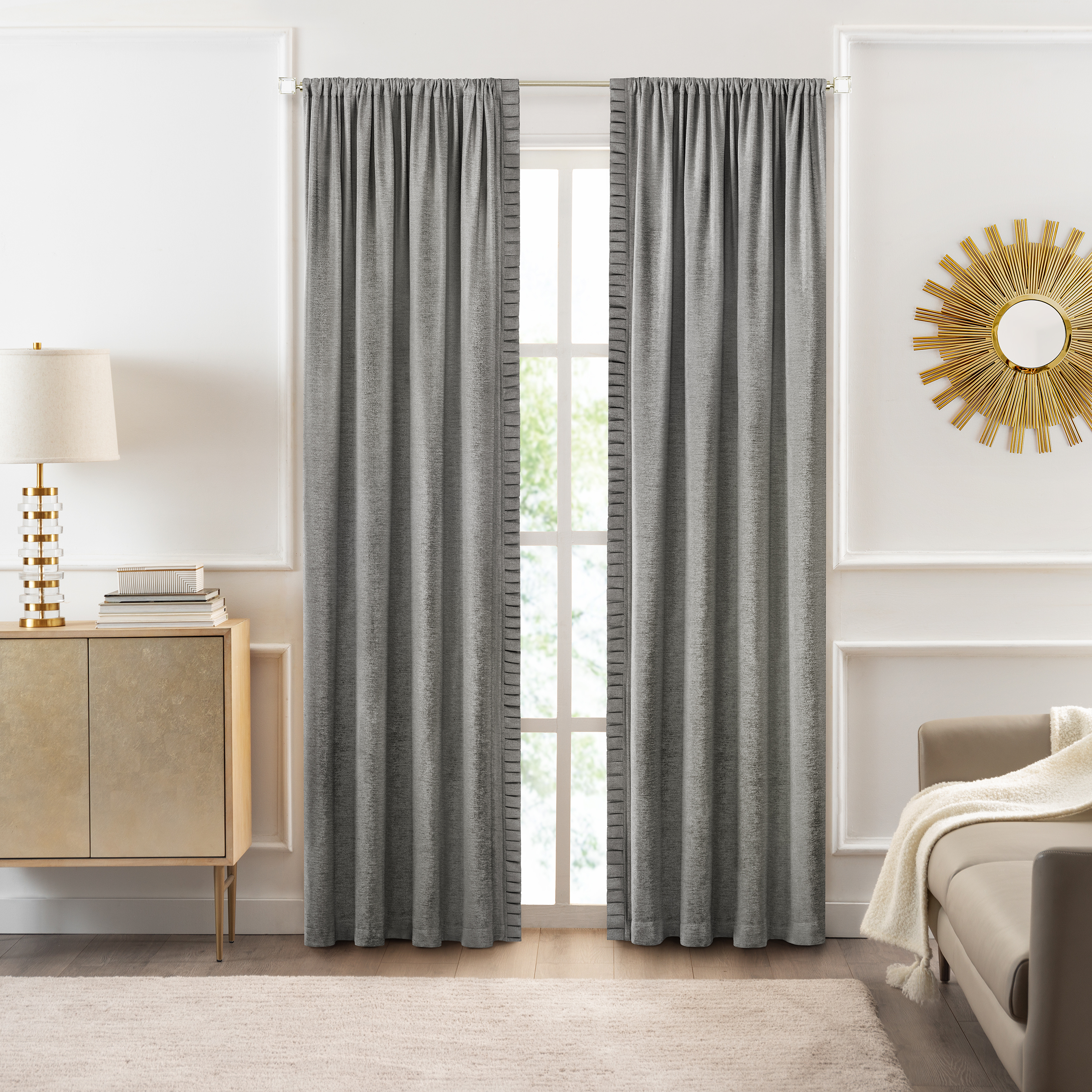 Achim Bordeaux Indoor Polyester Light Filtering Solid Curtain Panel, Silver, 52-in W x 63-in L - image 4 of 7